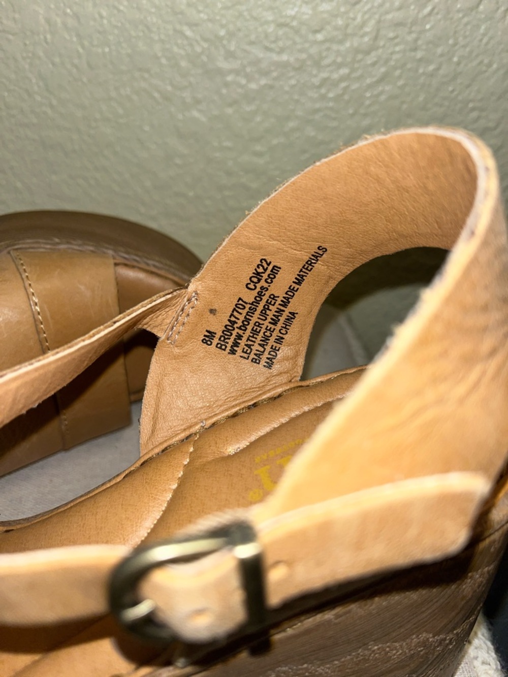 Born Tan Leather Platform Sandal with Buckle - Picture 3 of 4